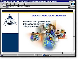Screen Grab: Bogus offer to AOL members