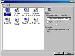 FrontPage Web Wizard