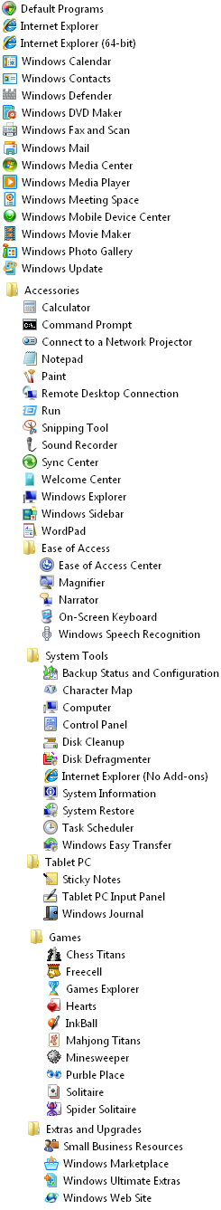 Windows Vista Applications